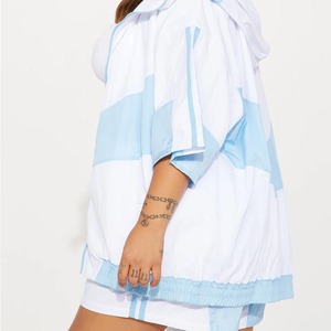 Ensemble de shorts deux pièces pour femmes, nouvelle mode, veste coupe-vent à capuche zippée, ensembles de shorts coupe-vent pour femmes - Product Image 6