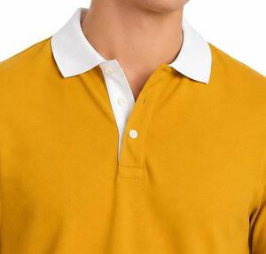Chemise Homme en Coton Piqué Couleur Moutarde à Manches Courtes, Boutonnée, Style Décontracté, Coupe Classique, Tissu Tricoté Respirant - Product Image 4