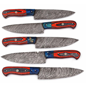 High Quality Damascus Steel Chef Knife Set with Leather Cover <b>Kitchen</b> Knife Set for Culinary Experts and Cooking Lovers - Product Image 4