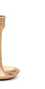 Porte-bougie conique moderne en métal doré avec plateau anti-goutte, élégant chandelier à tige fine, centre de table de luxe pour mariage, décoration de table - Product Image 4