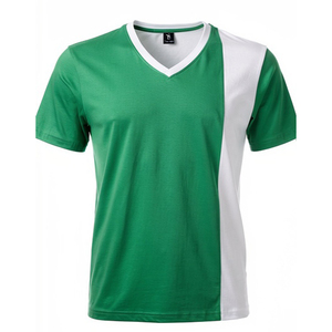 T-shirt décontracté à col en V et manches courtes pour homme, 100 % coton lavé, coupe classique, en jersey tricoté, couleur unie, pour hommes et femmes - Product Image 1