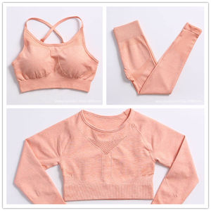 Vêtements de sport, haut de yoga à manches longues, leggings sans couture, ensemble de vêtements de sport pour femmes - Product Image 5