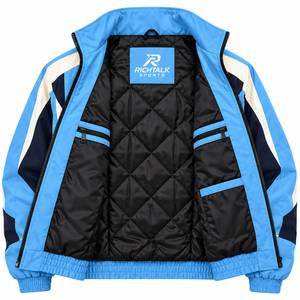 Men's Eco-friendly Hooded Bomber <b>Racer</b> <b>Jacket</b> Stand Collar Zipper Closure Front Logo Windproof Sporty Winter Wear - Product Image 4