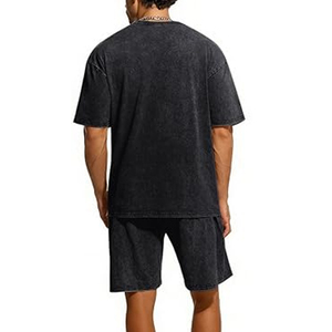 Conjunto de Verano para Hombre de Alta Calidad, Camiseta y Pantalones Cortos de Algodón con Lavado Ácido, Estilo Casual y Holgado - Product Image 5