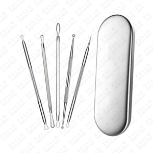 Custom Logo 5 Piece Stainless Steel Acne Extractor Kit Premium Blackhead Comedone Removal Pore Cleaner <b>Tools</b> - Product Image 2