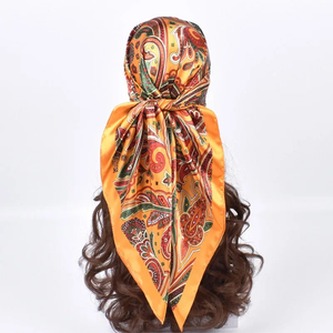 High Quality Silk Scarves Women Square Satin Hijab Scarf Plain Handkerchief <b>Shawls</b> <b>Wraps</b> Head Female Headband Islamic Bandanna - Product Image 4