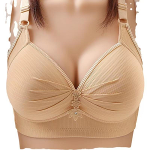 Sujetador Push-Up Blanco para Mujer, Copa Tres Cuartos, Sin Varillas, Tirantes Ajustables, Decoración de Pedrería, Color Sólido, Spandex/Nylon, Espalda en U - Product Image 2