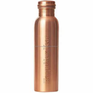 32 oz Pure Copper Water Bottle with Lid Leak-Proof Design Ayurveda Health Benefit Vessel Happy New Year Engraved - Product Image 1