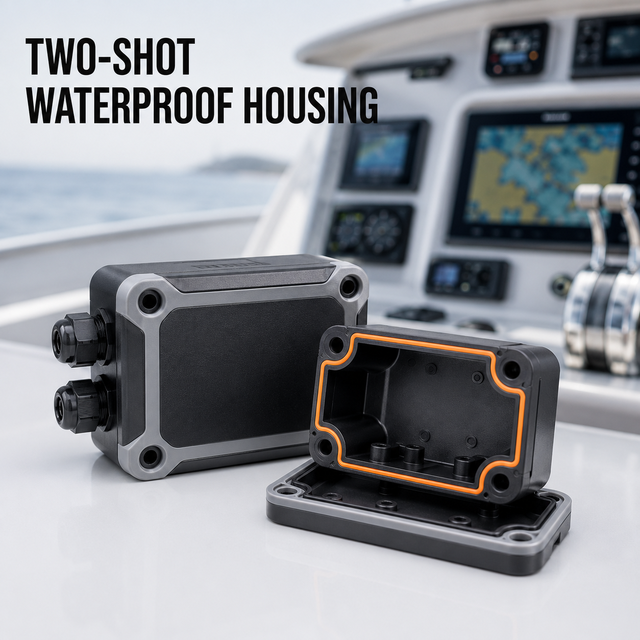 Two-Shot Overmolding Plastic Enclosure with Silicone Seal, Waterproof Injection Housing for Marine Electronics