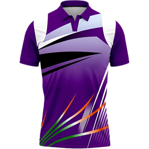 เสื้อโปโลแขนสั้นพิมพ์ลายสีฟ้าขาวสำหรับผู้ชาย ผ้าถักโพลีเอสเตอร์ ระบายอากาศได้ดี ทรงปกติ ปกเสื้อพับได้ - Product Image 2