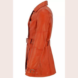 Manteau long d'hiver en cuir pour femme, veste tendance, texture douce, adapté aux tenues quotidiennes et au confort - Product Image 4