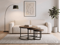 Tables gigognes en bois massif pour petit salon moderne, style industriel, ensemble de 3 tables basses, meubles de salon, meubles pour la maison