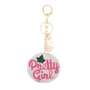 Llavero Acolchado Rosa Verde Transparente con Diseño de Chica Bonita, Accesorio Decorativo de Moda para Mujer, Clip para Bolso, Regalo para Uso Diario - Product Image 1