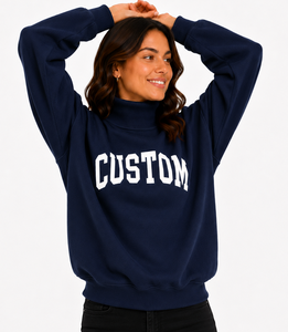 Sudadera Personalizada de Cuello Alto para Mujer, 100% Algodón, Talla Grande, con Logotipo Frontal, Corte Holgado, Estilo Casual - Product Image 3