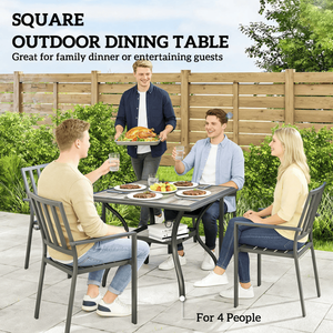 Tavolo da Pranzo Quadrato per Esterni per Pasti Confortevoli all'Aperto - Product Image 3