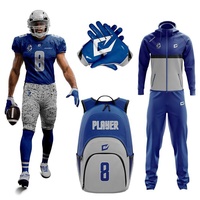 Paquete personalizado de su propio uniforme de fútbol americano, conjunto de Jersey cosido totalmente sublimado, mochilas, paquete de conjunto de Sudadera con capucha