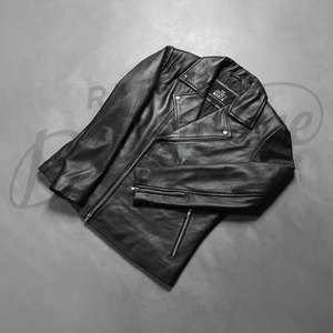Blouson de motard en cuir noir pour homme, coupe ajustée, en véritable peau de mouton, automne-hiver, décontracté, style motard, vêtement d'extérieur tendance - Product Image 2