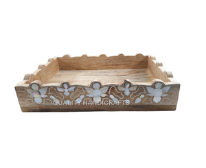 Bandeja de servicio de diseño Floral de estilo árabe de artesanías de alta calidad con Incrustaciones de nácar para regalos de Eid Ramadan - Product Image 2