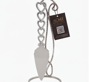 ,irror Silver Heart Handle Cake Server And Knife Set Stainless Steel Mirror Polish For Table Decor Events Cafe And <b>Gift</b> <b>Hampers</b> - Product Image 3