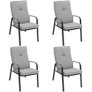 Ensemble de 4 chaises de salle à manger pour patio avec coussins à dossier haut et design empilable - Product Image 1