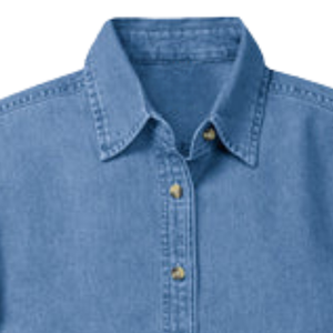 Camisa de Mezclilla AKA con Botones, Azul Claro, Manga Larga, con Letra AKA Bordada, Camisa Casual de Mezclilla con Cuello para Mujer - Product Image 3