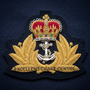 Custom Embroidered RNO Cap Badge With Anchor And Laurel Wreath <b>Sew</b>-On Fabric Patch For Uniform Garment - Product Image 1