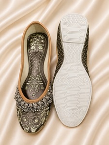 Women Ethnic Thread <b>Work</b> Raxine Khussa Jutti Ballet Flat <b>Shoes</b> Beaded Floral Traditional Wedding <b>Comfortable</b> High-quality PVC - Product Image 2
