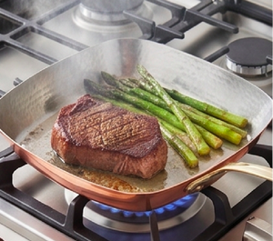 Copper Saute <b>Pan</b> With Stainless Steel <b>Handle</b> Modern Design For Gas Cooker No Coating Heat Resistant Square Shape <b>Pan</b> - Product Image 5