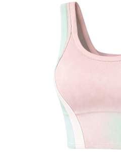 ชุดเซ็ตเสื้อครอปท็อปสีพาสเทลมิ้นท์ชมพูแบบคัลเลอร์บล็อกสำหรับผู้หญิง พร้อมกระโปรงมินิสั้น ทรงเข้ารูป คอวี แขนกุด เอวสูง ชุดสองชิ้น - Product Image 4