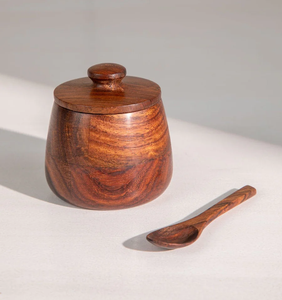 Pot à sucre en bois personnalisé pour mariage, récipient à sel et épices, bols pour la maison et la cuisine, pot à sucre en bois avec logo personnalisé - Product Image 2