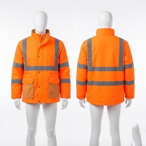 Veste de sécurité en cuir à capuche en polyester Oxford 300D de qualité supérieure, orange haute visibilité, réfléchissante, durable, avec logo personnalisé - Product Image 1