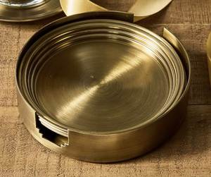 Posavasos de Metal Martillado, Juego de Posavasos de Latón con Acabado Martillado, Posavasos de Mesa Hechos a Mano, Posavasos de Latón con Textura Martillada - Product Image 3