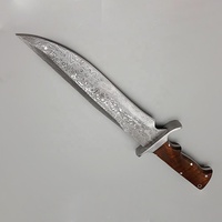 Couteau Bowie personnalisé fait main avec manche en bois de Damas, lame pleine longueur, étui en cuir, pour la chasse, le camping et la survie