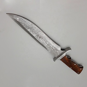 Couteau Bowie personnalisé fait main avec manche en bois de Damas, lame pleine longueur, étui en cuir, pour la chasse, le camping et la survie - Product Image 3