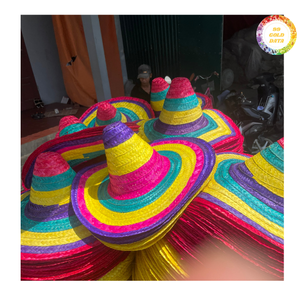 Sombrero Mexicano de Paja Rayado con Ala Ancha Hecho a Mano para Playa, Ciclismo, Festivales, Fiestas, Disfraces, Venta al por Mayor - Product Image 1