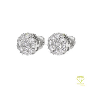 Élégantes boucles d'oreilles clous en argent sterling 925 plaqué or avec grappe de diamants de laboratoire, bijoux étincelants - Product Image 2