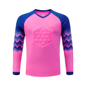 Ensemble de maillot de gardien de but pour homme, vert et noir, rembourré, manches longues, col en V, respirant, polyester, uniforme de gardien de but de football personnalisé - Product Image 4