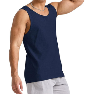 Débardeur de sport pour homme en Spandex-Polyester, col rond, sans manches, séchage rapide, logo brodé, décontracté, écologique, respirant - Product Image 1