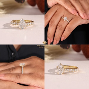 Anillo de Oro Sólido de 14K con Diamante Cultivado en Laboratorio CVD Certificado por IGI, Claridad VVS2, Color D, 1.00 Quilates, Forma de Pera, Perfecto para Cumpleaños - Product Image 5
