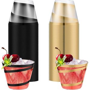 Bicchieri di Plastica Neri con Bordo Ondulato, Eleganti Bicchieri Usa e Getta per Vino, Ideali per Feste di Halloween e Natale, Kit per Forniture per Feste - Product Image 1