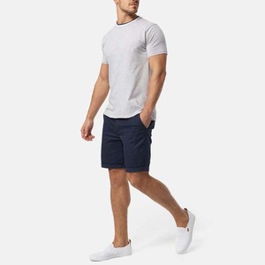 Camiseta de algodón de manga corta para hombre, corte ajustado, color gris, con ribete en contraste, cuello redondo, estilo casual - Product Image 4