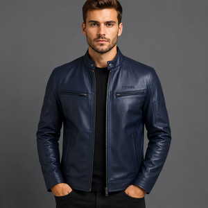 Sportwear 2026 New Arrivals Men's Casual Stand Collar Breathable Crocheted Quilted Winter Leather <b>Biker</b> <b>Jackets</b> wholesale - Product Image 1