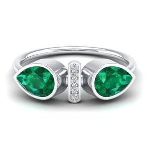 Anillos de Compromiso REYES con Diseño Nuevo en Oro Sólido de 14K y Moissanita, Anillos de Boda con Esmeralda de Diseño Clásico, Joyería de Regalo, Superventas - Product Image 2