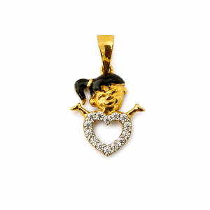 18ct Yellow Gold <b>Heart</b> Diamond Clown Pendant for Women Unisex High Polish Cartoon Party Gift Daily Wear Jewelry Pendant - Product Image 2