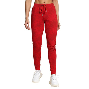 Pantalon de jogging plissé pour femme, taille haute, cordon de serrage, bas élastiqué, coupe fuselée, respirant, polyester et coton - Product Image 1