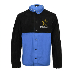 Veste de sécurité à manches longues bleu-noir MBAANI, résistante à la chaleur 500°C, imperméable, avec pack respiratoire, protection de niveau D, fermeture à boutons - Product Image 1
