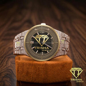 Reloj de Diamantes Moissanite con Incrustaciones Completas para Hombre, Estilo Hip Hop de Lujo, con Acero Inoxidable Chapado en Oro Rosa y Movimiento Automático - Product Image 1