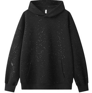 Sweat à capuche polaire pour femme, coupe ample, délavé à l'acide, 400 GSM, impression DTG, strass, accents de strass intégraux, écologique, léger - Product Image 1
