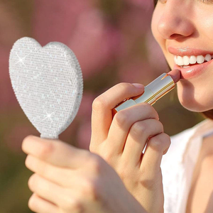 Top Supplier Compact Makeup <b>Mirror</b> Heart Diamond Setting <b>Mirror</b> Princess Eyelash Accessories <b>Handheld</b> Single Sided Eyelash tools - Product Image 6