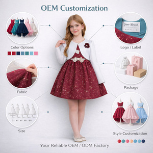 Nouvelle Arrivée Robes de Demoiselle d'Honneur Mariage Enfants 2 Pièces Tenue de Fête d'Anniversaire Robe avec Veste <span class=keywords><strong>Boléro</strong></span> Robes Formelles pour Filles - Product Image 6